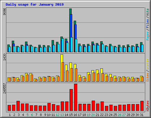 Daily usage for January 2019